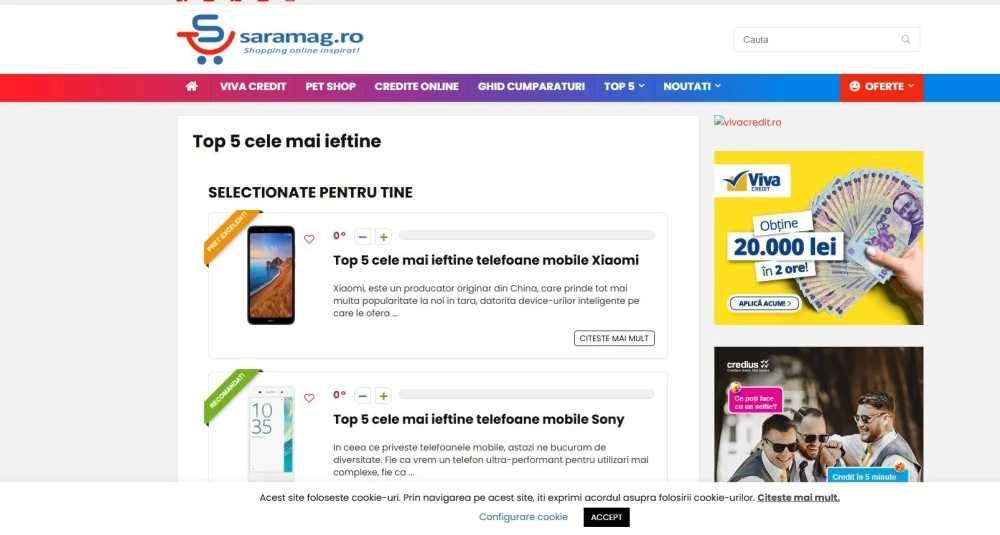 Vând site saramag.ro portal oferte & ghiduri, 300+ articole SEO,