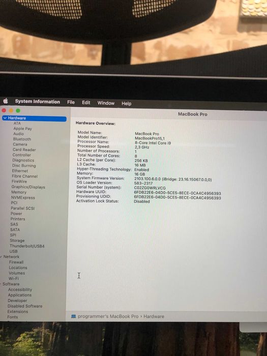 MacBook Pro 2019 Core i9 16GB RAM 512SSD - Kuchli Noutbuk
