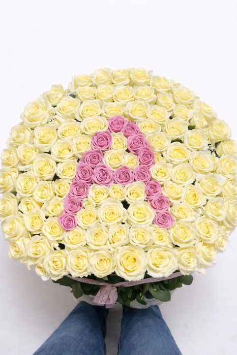 Цветы 101розы, белый розовый