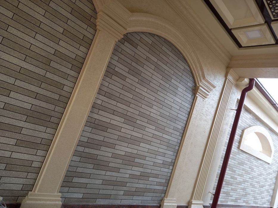 Travertin farad ishlari травертин фасадные работа алюкобонд alikabond