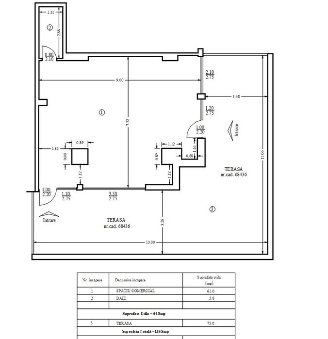 Spațiu comercial vitrină colț + terasă mare, cartier Visoianu