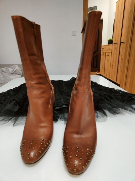 Дамски ботуши естествена кожа.Номер 35.Made in Italy.Марка "Vero cuoio