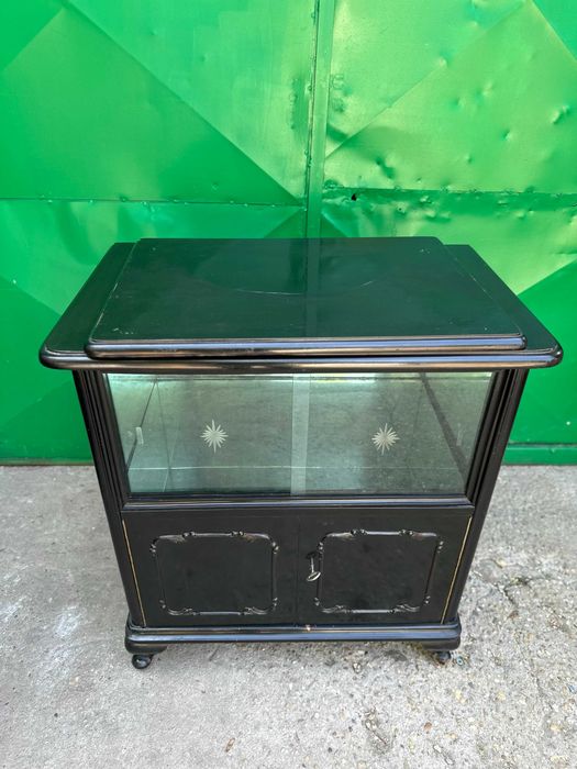 Comoda Vintage cu Vitrina si blat rotativ Stil Rococo; Mic Dulap