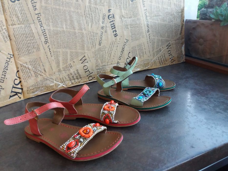 детски кожени сандали NAF NAF,летни отворени обувки за момиче ном.29