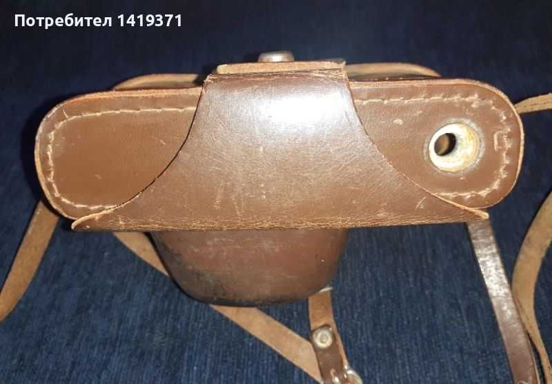 Кафяв калъф от естествена кожа за фотоапарат с презрамка Zenith Зенит