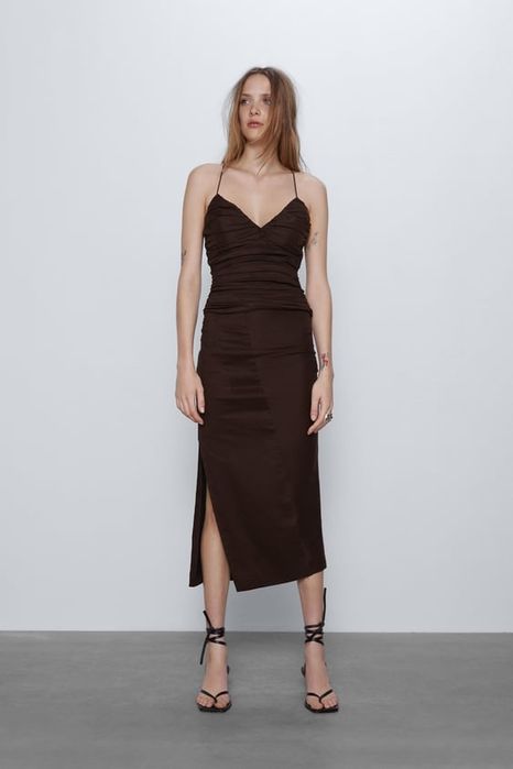 Costum din in bluza /fusta Zara linen edition