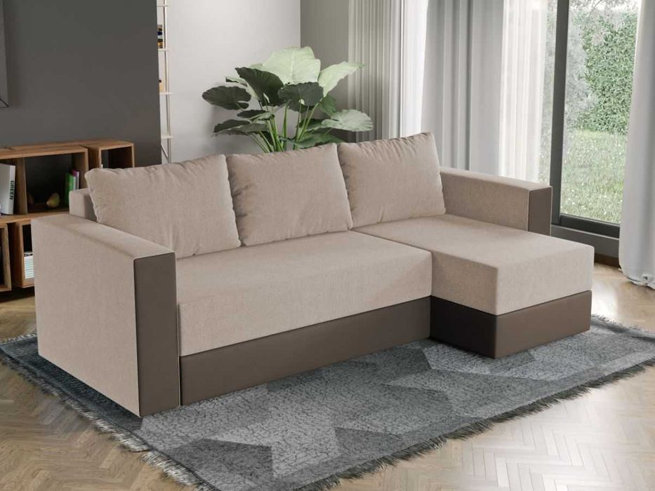 Coltar Extensibil Alfa Stofa Bej / Piele Maro - Transport Gratuit