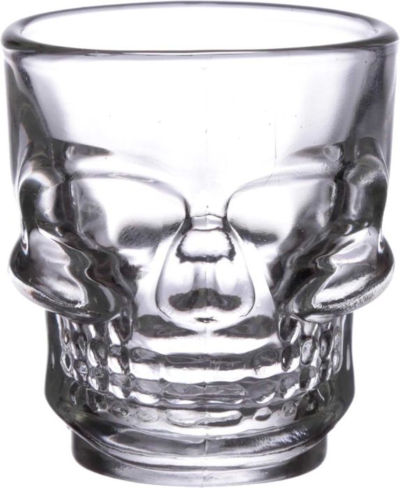 Set 2 pahare din sticla transparenta model craniu 250 ml design modern