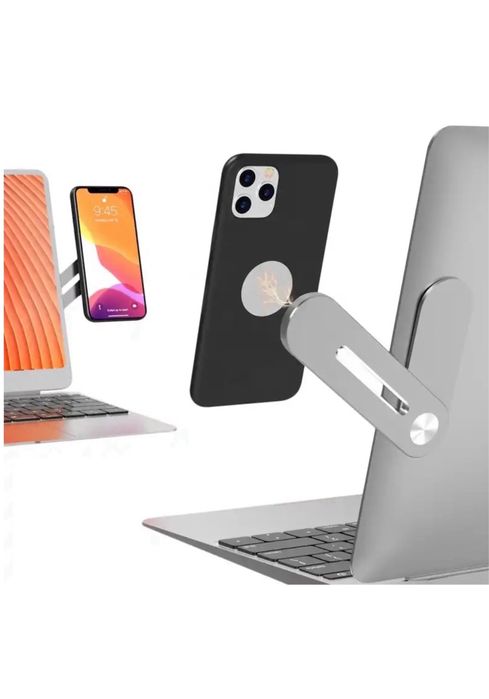 Suport Magnetic cu Adeziv Silver Telefon Auto Navigatie / Laptop