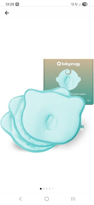 Perna bebelusi Babysnugg cu 2 huse de protectie anti plagiocefalie pentru formarea capului