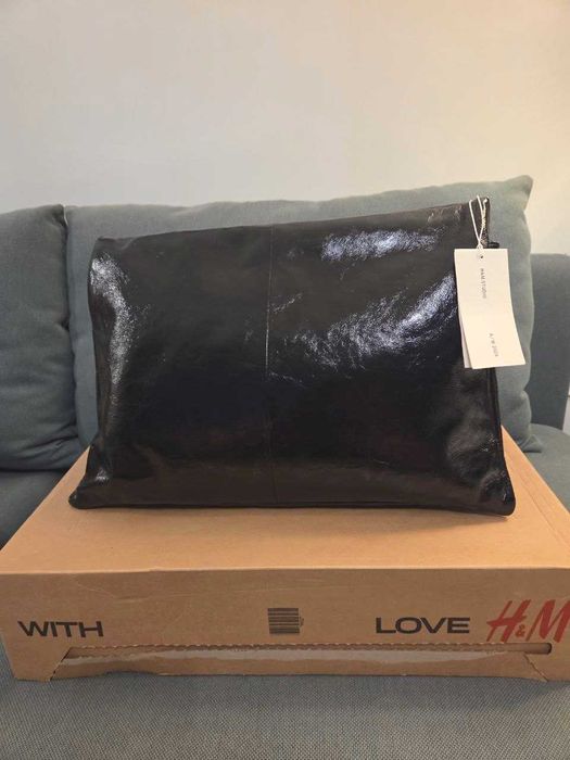 Geanta mare de piele neagră, H&M Studio A/W 2024, nouă