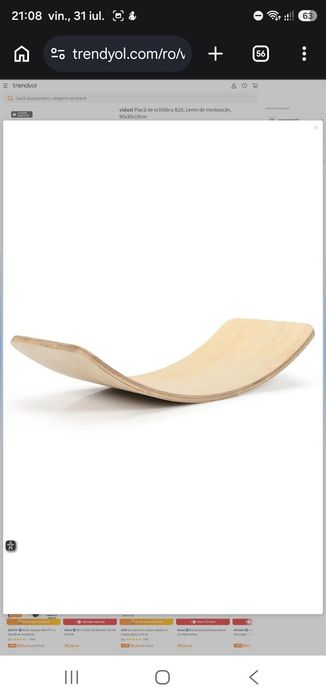 Placă de echilibru B2X, Lemn de mesteacăn, 90x30x19cm