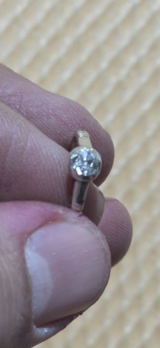 DIAMANT / Inel cu briliant " logodna " antik anii 1900 inele