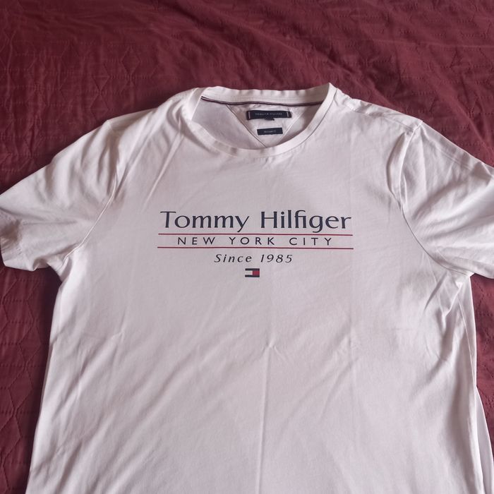 Tricou alb, Tommy Hilfiger, bumbac, marimea M, nou fara eticheta