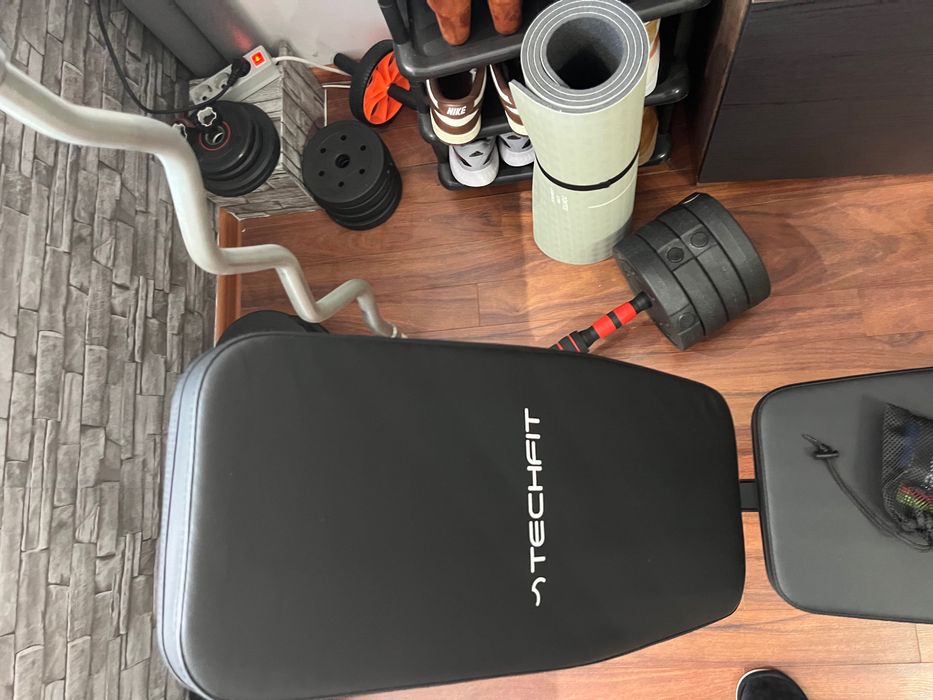 Bancă de antrenament, set gantere reglabile 40kg, bară Z