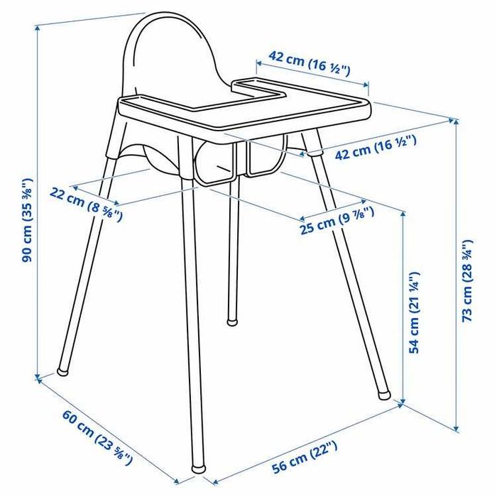 scaun masa bebe-copil IKEA ANTILOP cu tava + 2 huse si pernuta