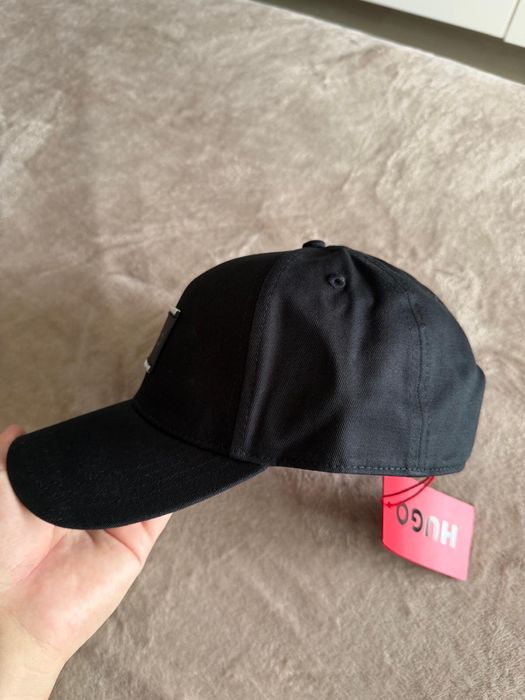 HUGO Jude SL sapca unisex neagra cu logo din piele cusut OS noua originala