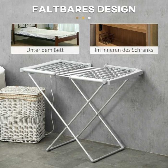 Homcom електрически сушилник за дрехи, сгъваем, 144x53x96 см