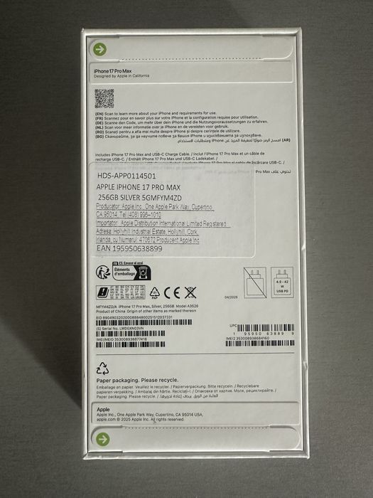 Iphone 17 pro max 256gb Silver nou