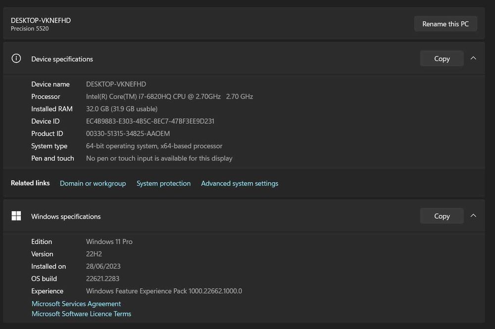 Dell Precision 5520 i7 500GB