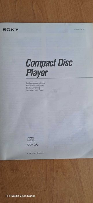 CD Sony CDP-990 Cu Telecomanda+Manual utilizare