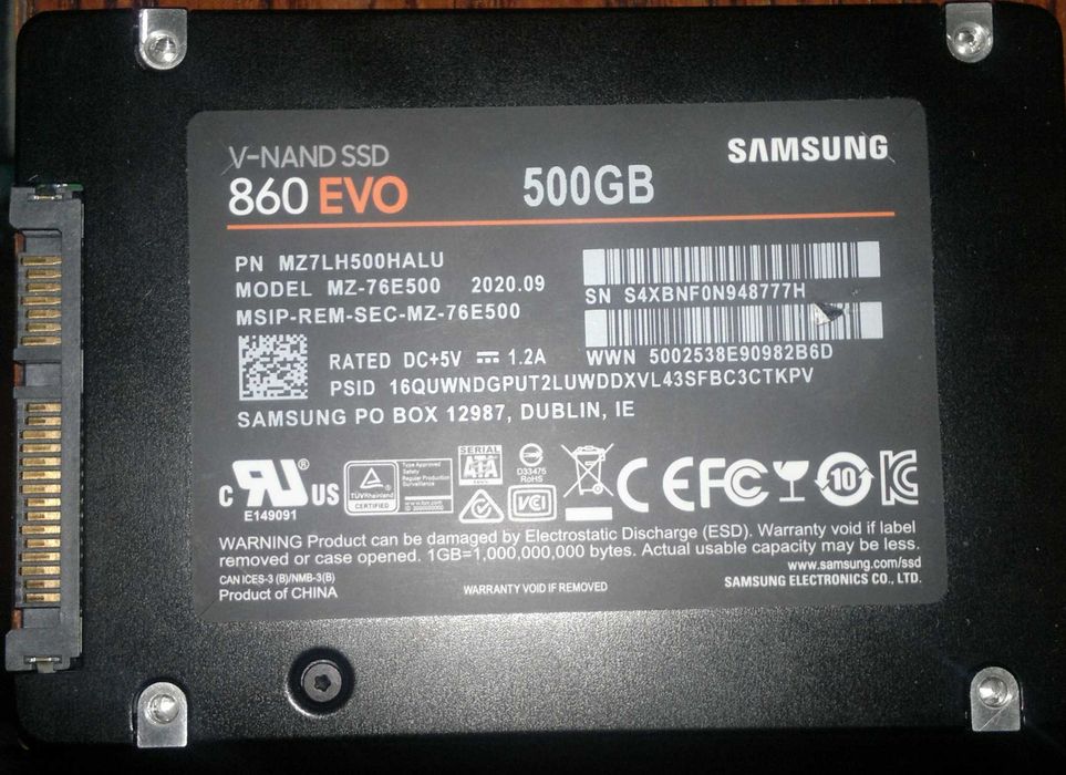 продам свой SSD Samsung 860 EVO 500GB