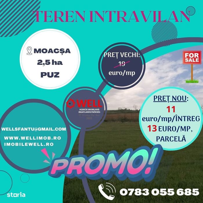 Teren intravilan de vânzare în Moacșa (Eresteghin)!