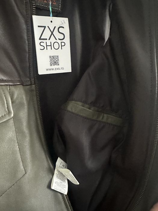 Vestă piele moto kaki brown L/XL