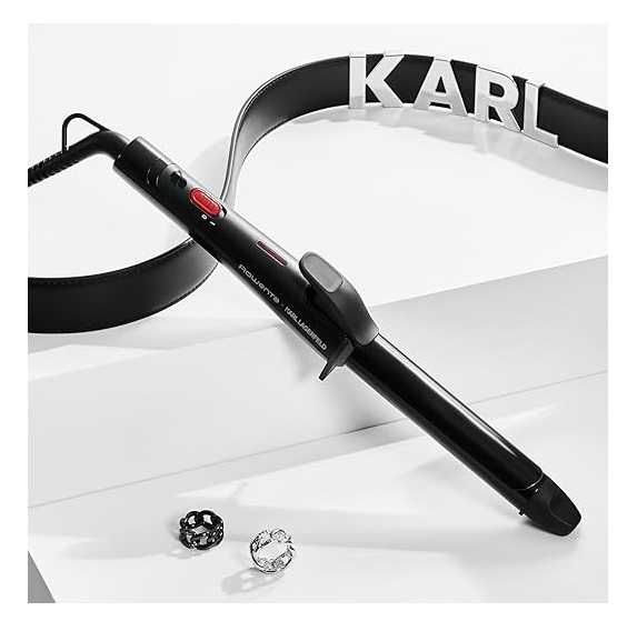 Маша за коса Rowenta x Karl Lagerfeld CF321LF0, 200°C Keratin & Shine, Кабел 1.8 м, Черен/Червен