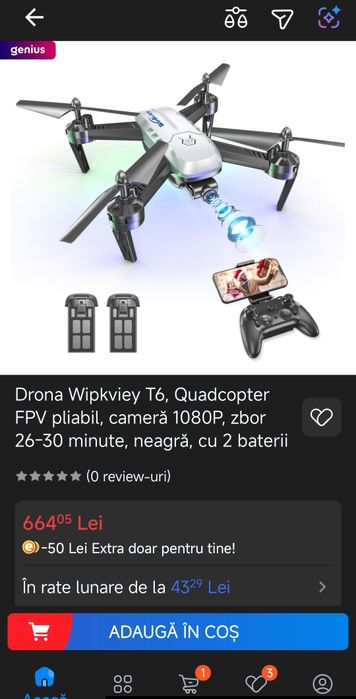 Drona WipKviey T6 Detective Quadcopter camera 1080 HD