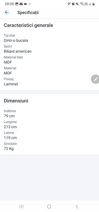 Vand masa de biliard La Sports utilizata