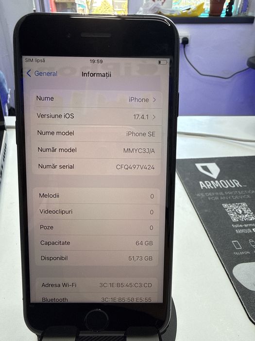 Iphone SE 3 64Gb Baterie 94% Intretinut