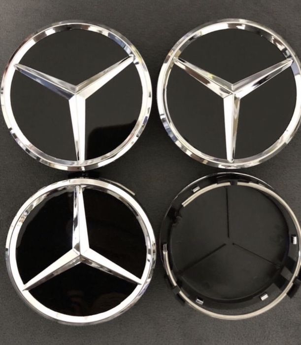 Set Capace Roti/Jante Mercedes Class negru lucios 75mm A B C E S CLC