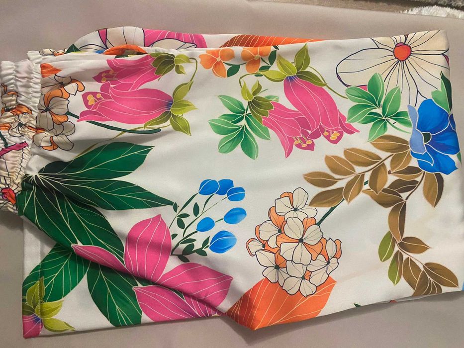 Pantaloni de vara, Mango, satin, S, nou, inflorati
