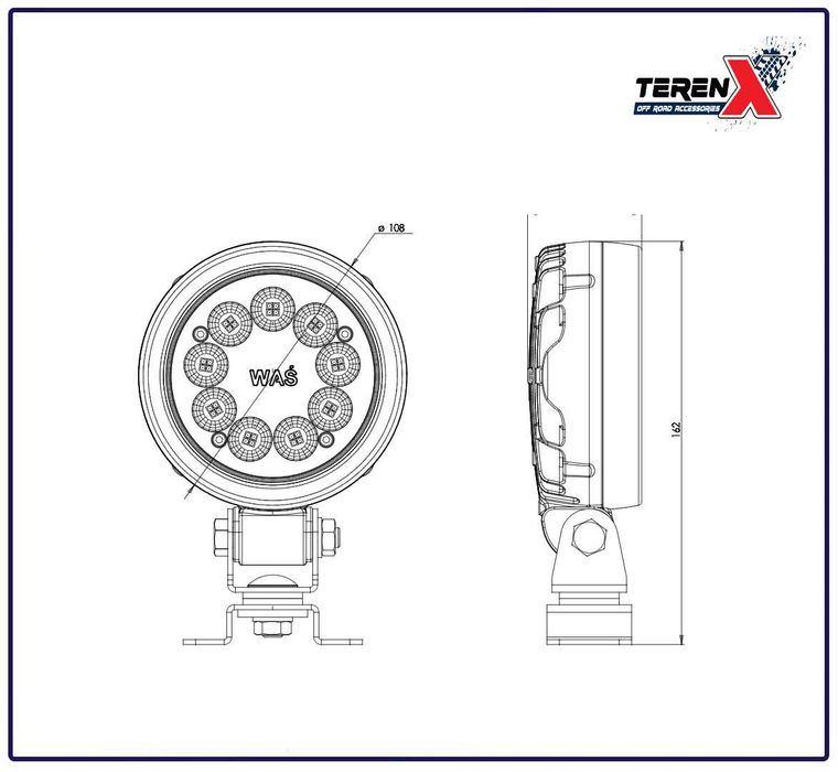 Proiector LED 36 LED-uri, 2000lm, lumină difuză, 12–24V WAS 1216
