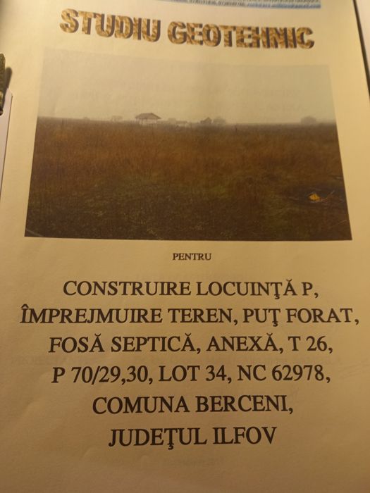 Vând teren intravilan comuna Berceni /IF  Primaverii 324