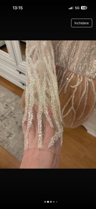 Rochie mini nude din dantela