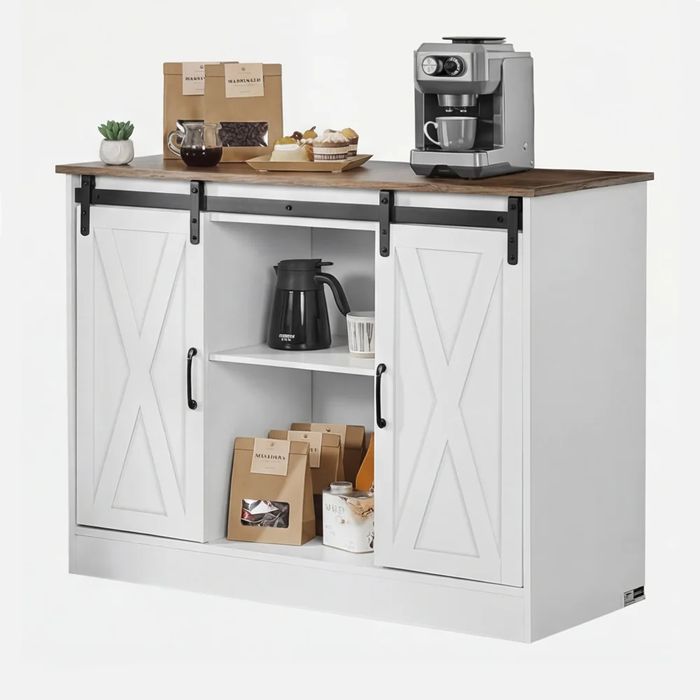 Кухненски Шкаф и Бюфет с Плъзгащи Врати в Рустикален Стил