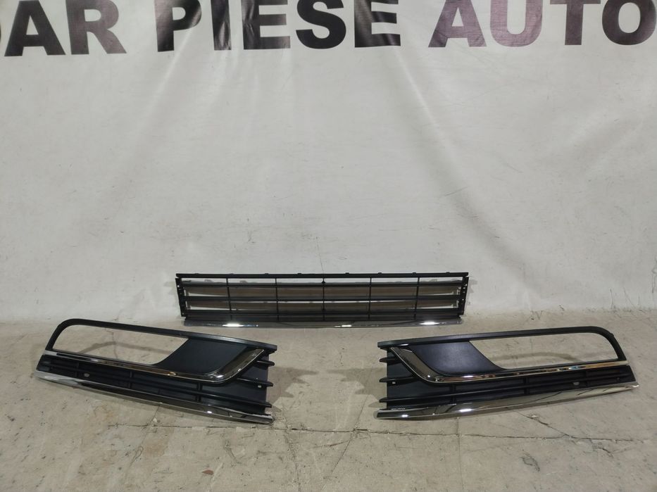 Grila inferioara + grilele proiector (set grile) bara fata VW Passat B7 2010, 2011, 2012, 2013, 2014, 2015