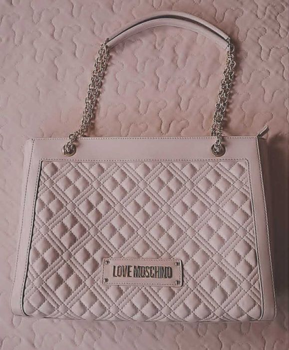LOVE MOSCHINO Дамска чанта, оригинална, светло розова, НОВА