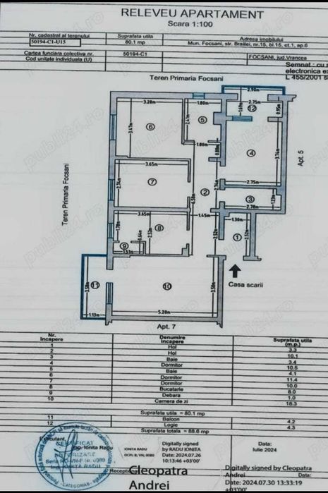 Vand apartament 4 camere, strada Brailei, Focsani