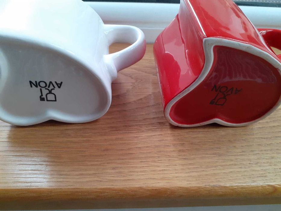 Set 2 cesti portelan, rosu/alb