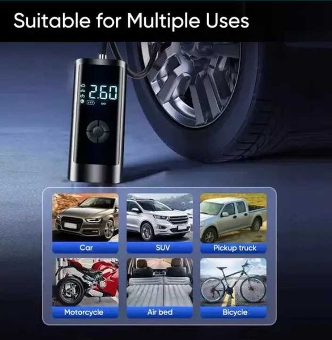 3-в-1 Беспроводной USB Насос для авто велосипеда автомобильный Nasos