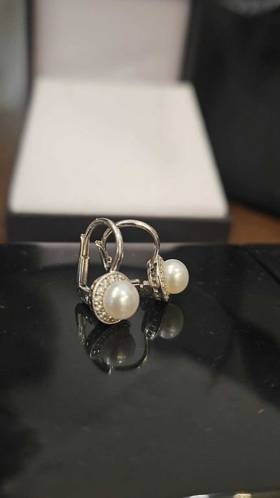 Cercei aur 14 carate/perla/zirconiu