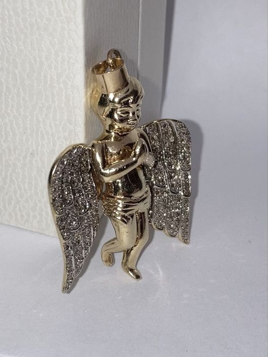 Pandantiv ingeras aur cu diamante