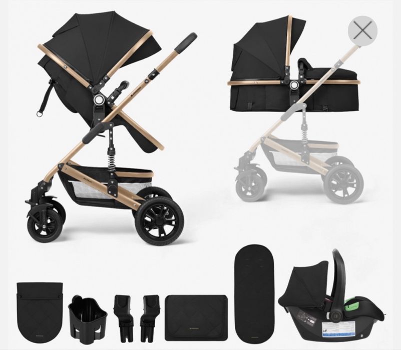 Carucior transformabil KikkaBoo 3in1 cu saltea si accesorii