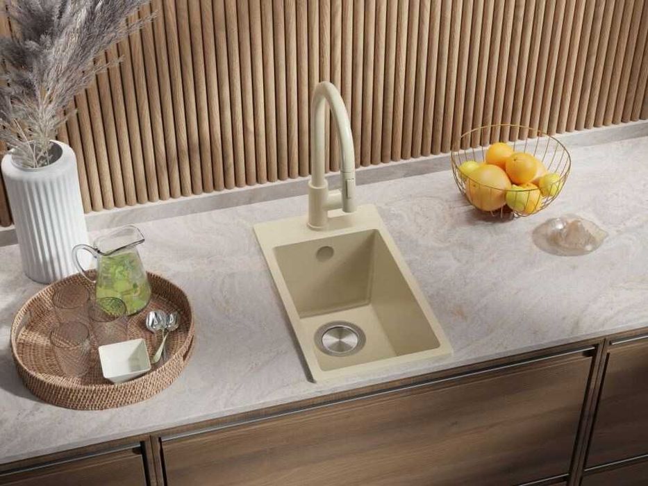 Беж кухненска гранитна мивка Рига 30 XL 280 x 500 mm