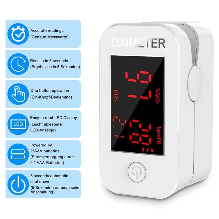 Пръстов пулсов оксиметър с LED дисплей Монитор на сърдечната честота