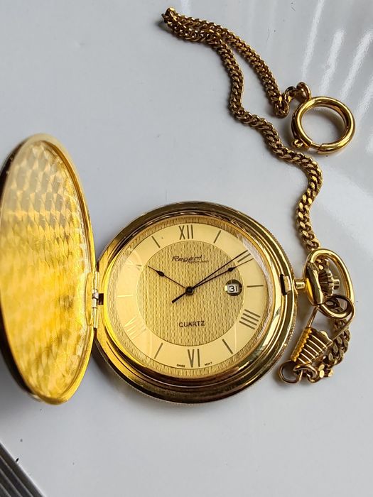 Ceas de buzunar Regent Habmann Placat cu aur Quartz 50 mm