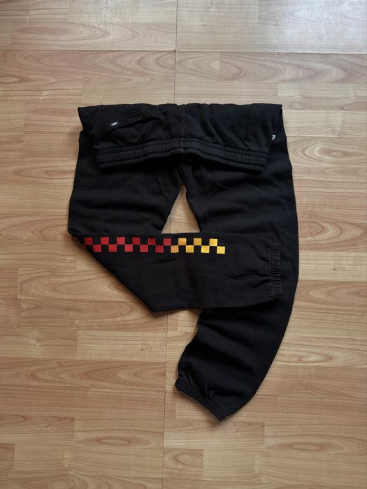 Pantaloni pants sweats joggers tapered Vans flame black cotton